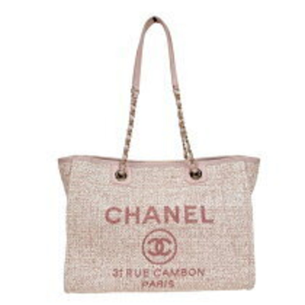 Chanel Deauville Pink Straw Tote Bag